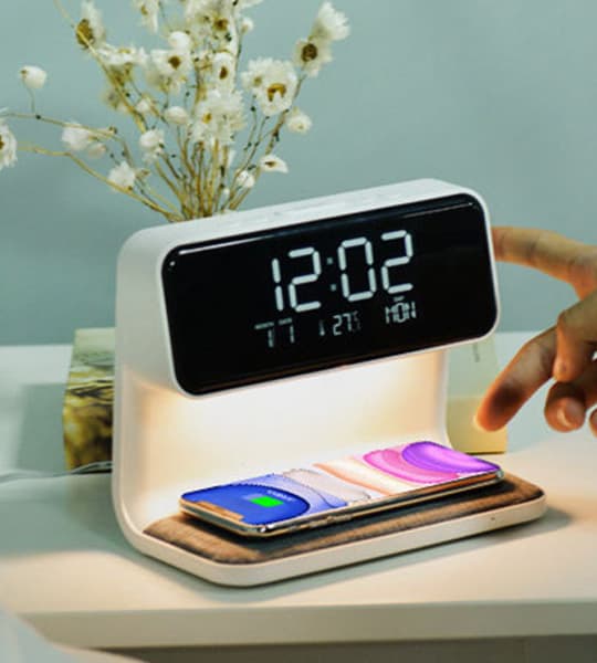 Digital Desk Clock with Wireless Charging